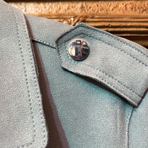 By Anthro Faux Suede Slate Blue Moro Jacket - Picture 5 of 7